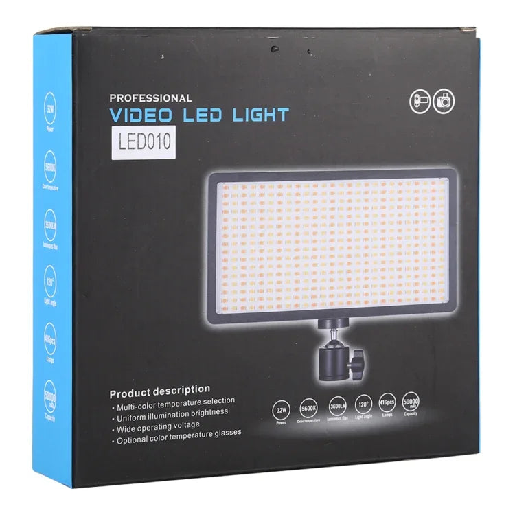 LED01 416 LEDs 3600LM Professional Vlogging Photography Video & Photo Studio Light for Canon / Nikon DSLR Cameras, 416 LED