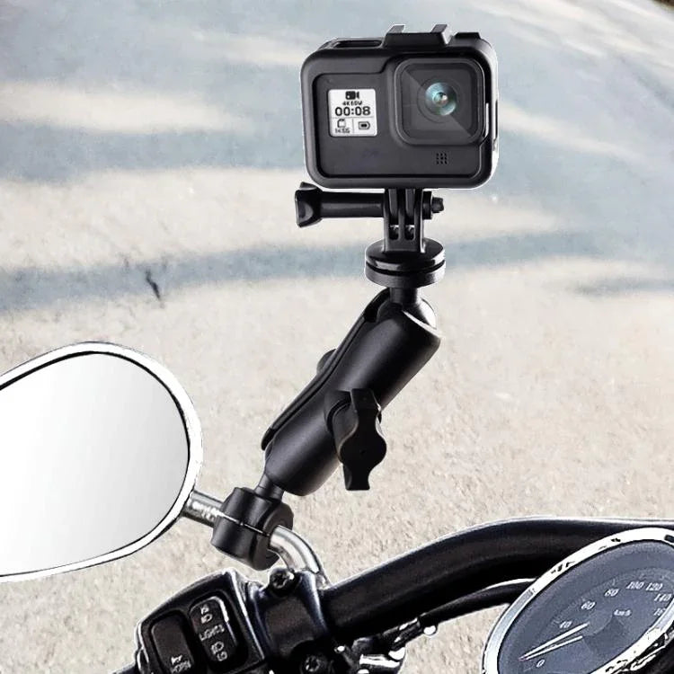 25mm Ball Head Motorcycle Rearview Mirror Fixed Mount Holder with 4 Styles Gaskets for GoPro, Insta360, DJI and Other Action Cameras, 25mm Ball Head with 4 Styles Gaskets