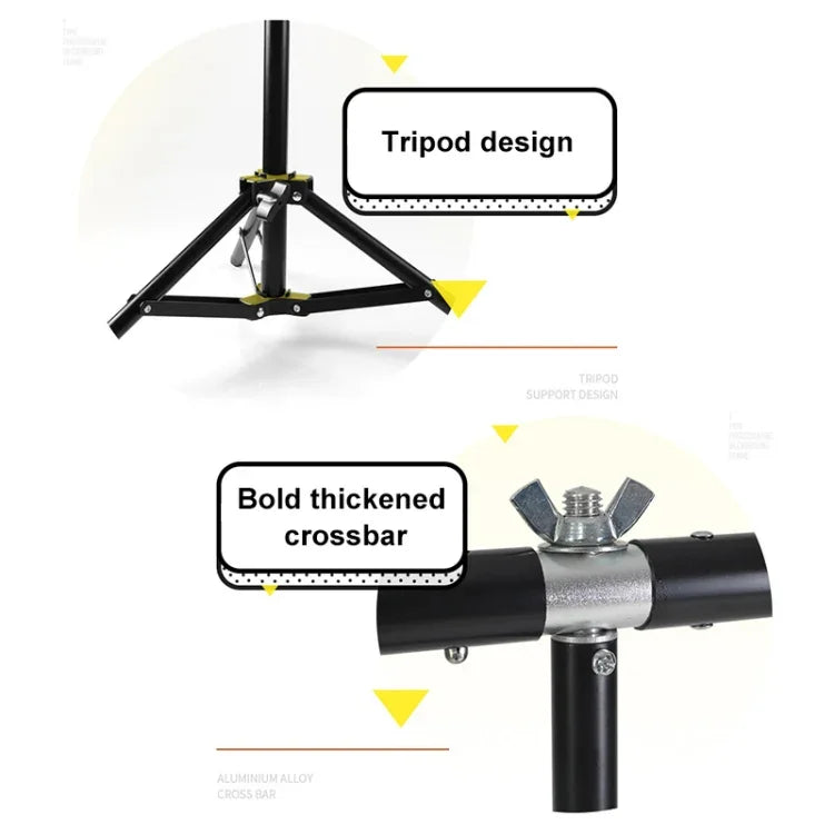 70x200cm T-Shape Photo Studio Background Support Stand Backdrop Crossbar Bracket Kit with 70x140cm Black / White PVC Backdrops, 70x200cm with Backdrops