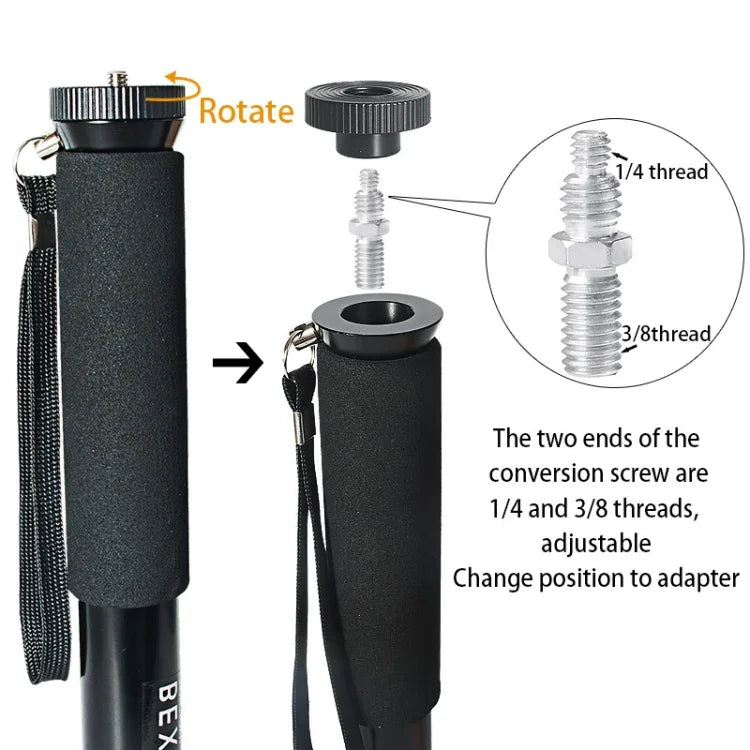 BEXIN P308 Portable Travel Outdoor DSLR Camera Aluminum Alloy Monopod Holder, P308