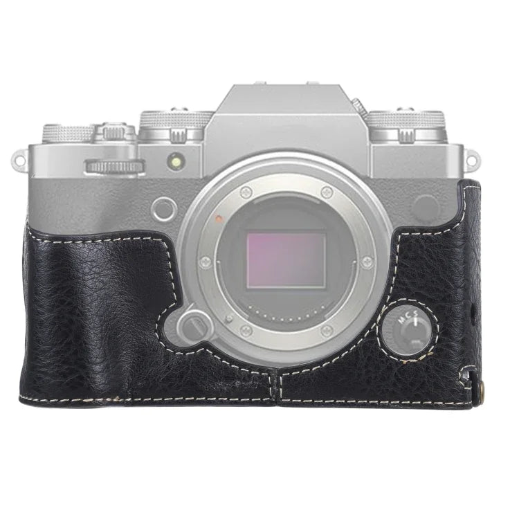 1/4 inch Thread Litchi Texture PU Leather Camera Half Case Base for FUJIFILM X-T4, For FUJIFILM X-T4 Litchi