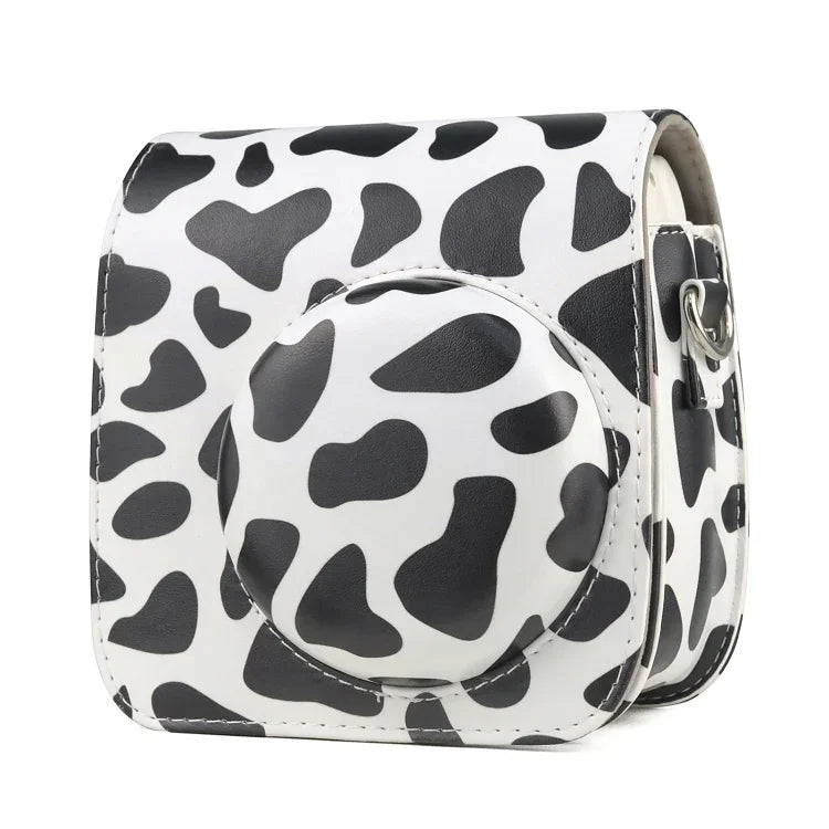 Milk Cow Full Body PU Leather Case Camera  Bag with Strap for FUJIFILM instax mini 7+, Milk Cow