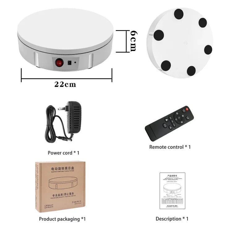 22cm Electric Rotating Display Stand Video Shooting Props Turntable, Load: 50kg, AU Plug, 22cm, AU Plug