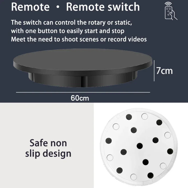 60cm Electric Rotating Display Stand Props Turntable, Load: 100kg, Plug-in Power, EU Plug, 60cm, EU Plug