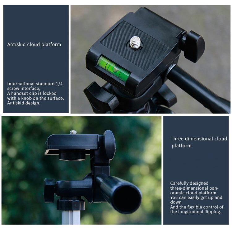 130cm 4-Section Folding Aluminum Alloy Tripod Mount with Three-Dimensional Head, L-3130 Black, L-3130 Champagne Gold, L-3130 Silver