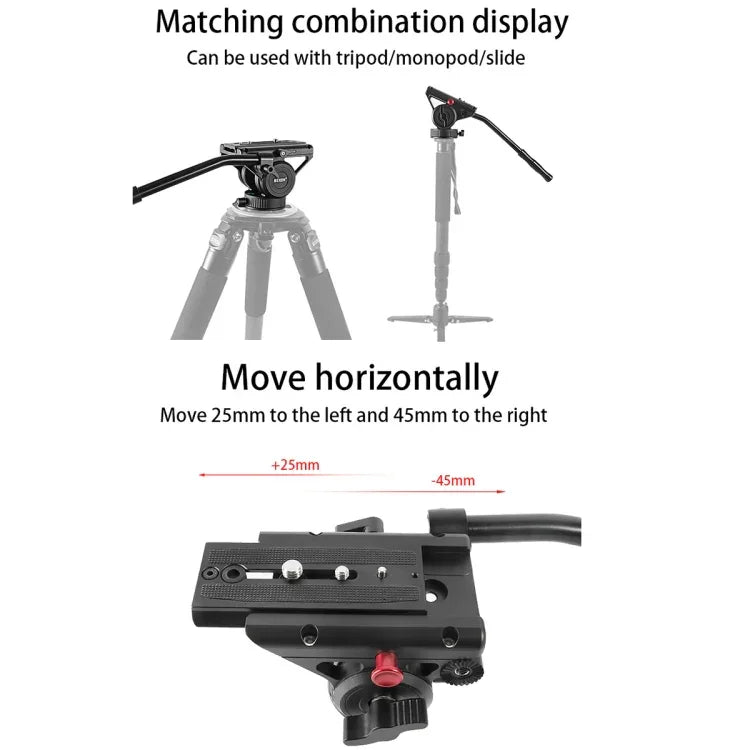 BEXIN VH-105 360 Degree Panorama Heavy Duty Tripod Action Fluid Drag Head, VH-105