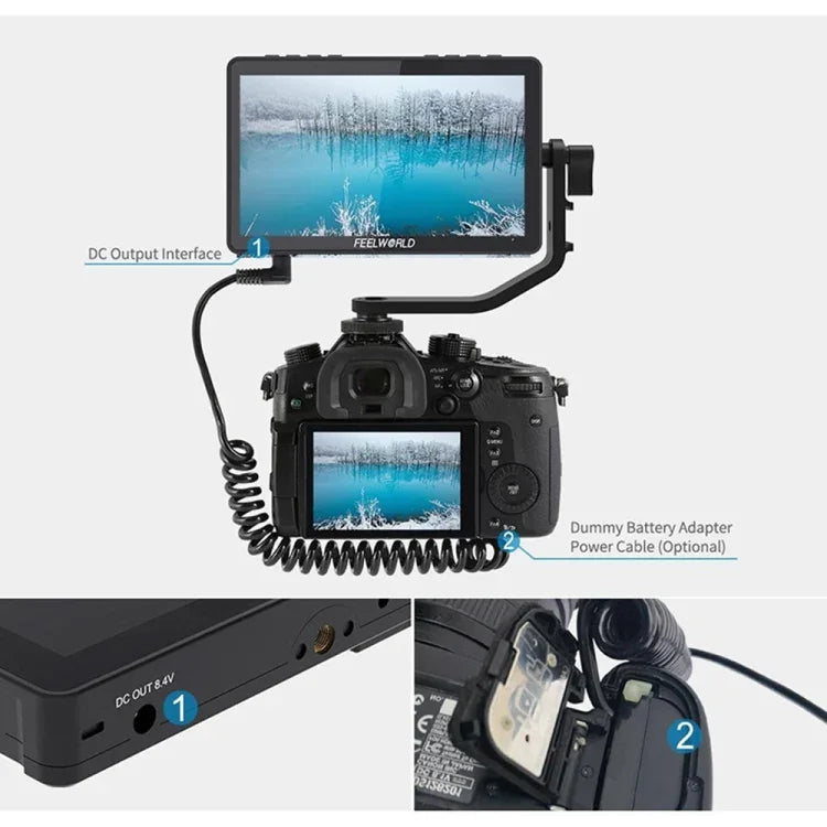 FEELWORLD F5 Pro V4 6 inch Touch Screen DSLR Camera Field Monitor 3D LUT 4K HDMI Input Output Tilt Arm, F5 Pro V4