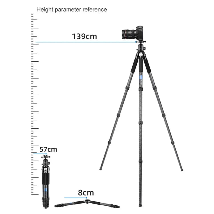BEXIN RC334 Portable Collapsible Carbon Fiber Camera Tripod, RC334