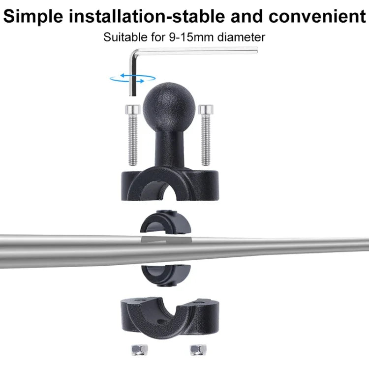 25mm Ballhead Car Front Seat Handlebar Fixed Mount Holder with Tripod Adapter & Screw for GoPro, Insta360, DJI and Other Action Cameras, 25mm 22cm