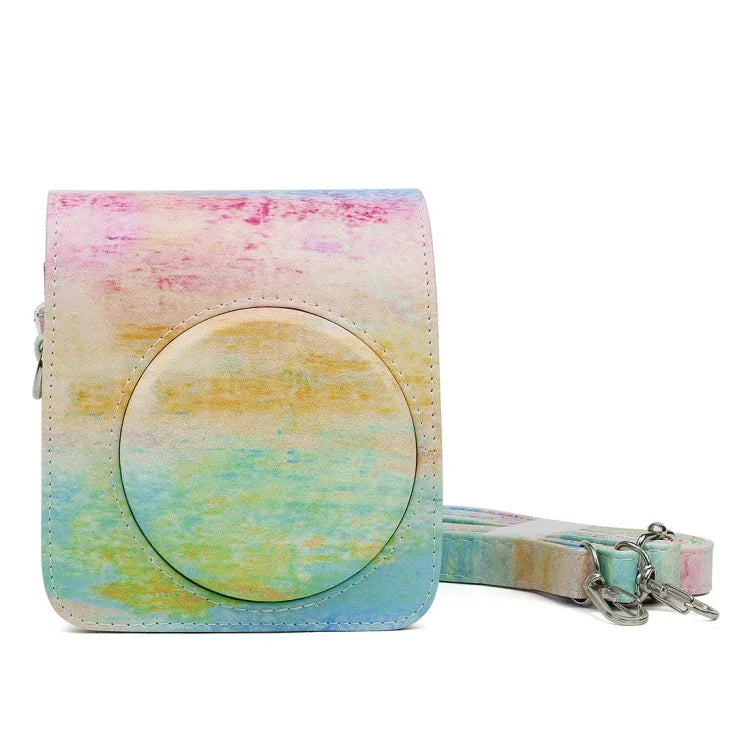 Rainbow Oil painting Pattern PU Leather Protective Camera Case Bag For FUJIFILM Instax Mini70 Camera, Rainbow Oil painting