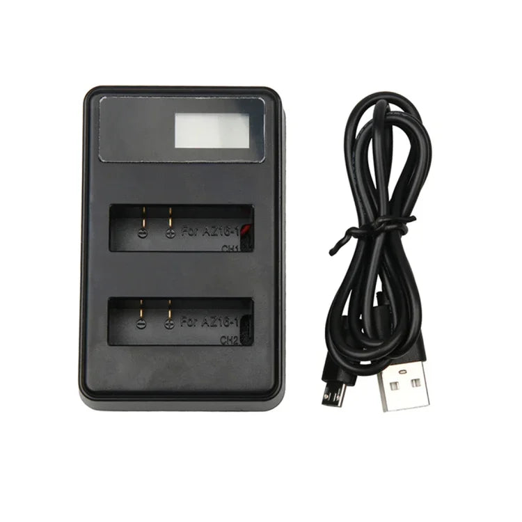 LCD Screen Dual Batteries Charger with USB Cable for Xiaoyi 4K Sport Camera, Displays Charging Capacity (XM47), LCD Screen Battery Charger