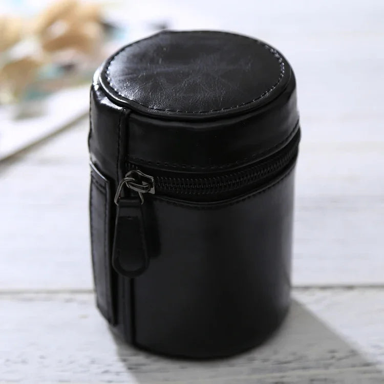 Small Lens Case Zippered PU Leather Pouch Box for DSLR Camera Lens, Size: 11x8x8cm, 11 x 8cm (Brown), 11 x 8cm (Coffee), 11 x 8cm (Black)