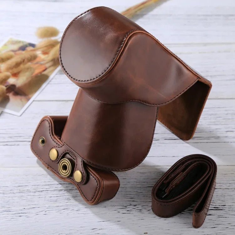 Full Body Camera PU Leather Case Bag with Strap for Canon EOS M6 (18-150mm Lens), For EOS M6 (18-150mm), For EOS M6(18-150mm)