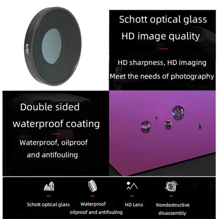 JSR CPL Lens Filter For DJI Osmo Action 3, CPL