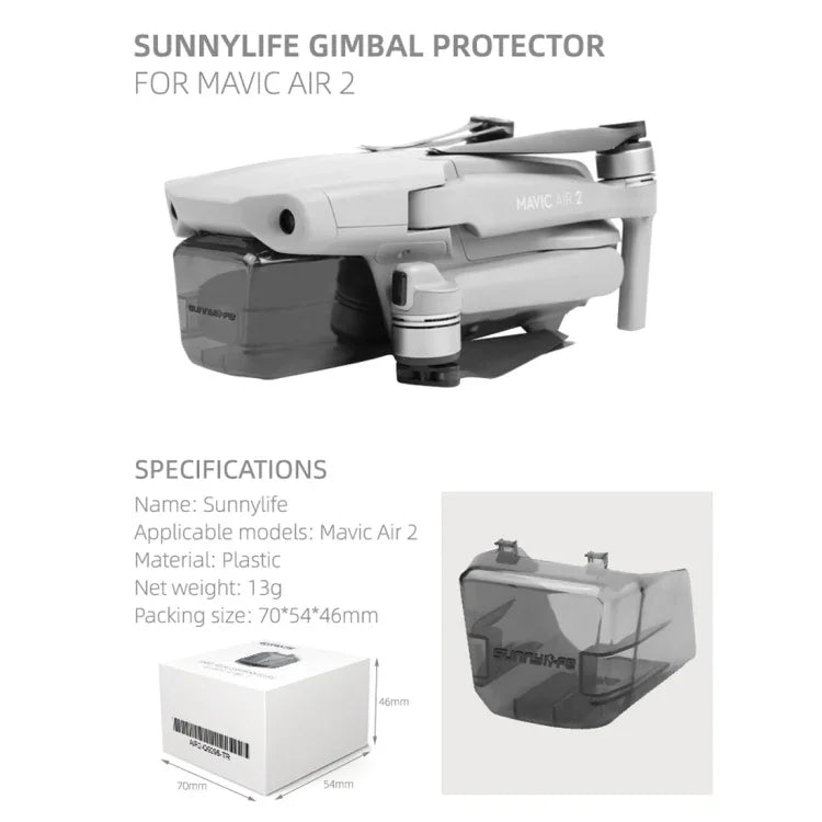 Sunnylife For DJI Mavic Air 2 Camera Lens Protective Cover Hood, For DJI Mavic Air 2
