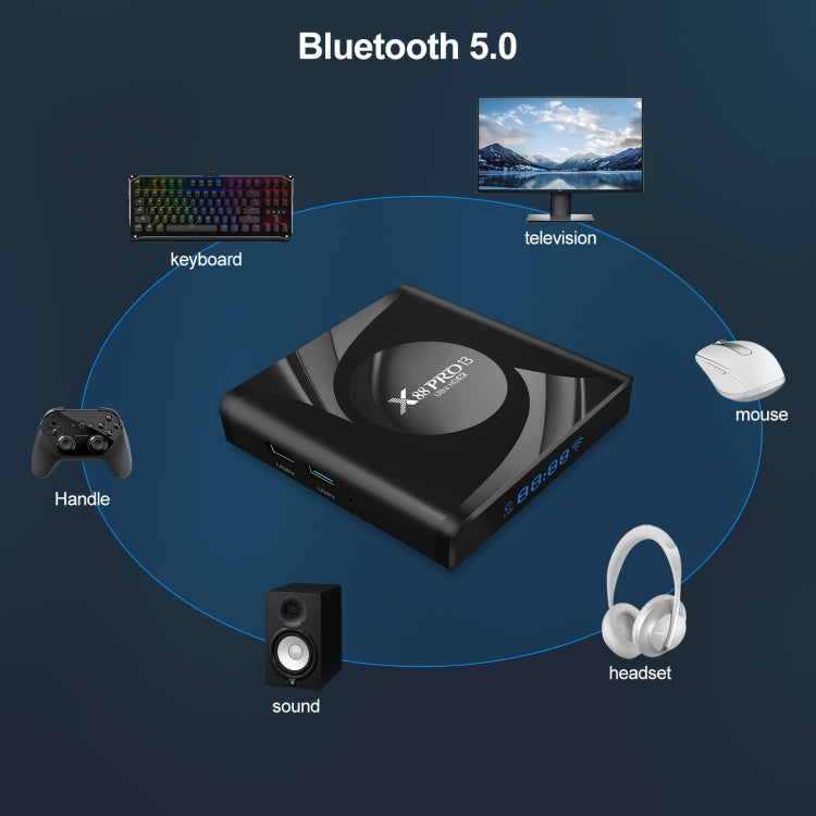 X88 Pro 13 Android 13.0 Smart TV Box with Remote Control, RK3528 Quad-Core, 4G+64GB, 4G+64GB