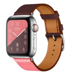 Two Color Single Loop Leather Wrist Strap Watchband for Apple Watch Series 3 & 2 & 1, 38mm Orange+Bright Blue, 42mm Orange+Bright Blue, 38mm Pink+Wine Red, 42mm Pink+Wine Red, 38mm Amber+Orange Red+Light Rose Red, 42mm Amber+Orange Red+Light Rose Red  ...