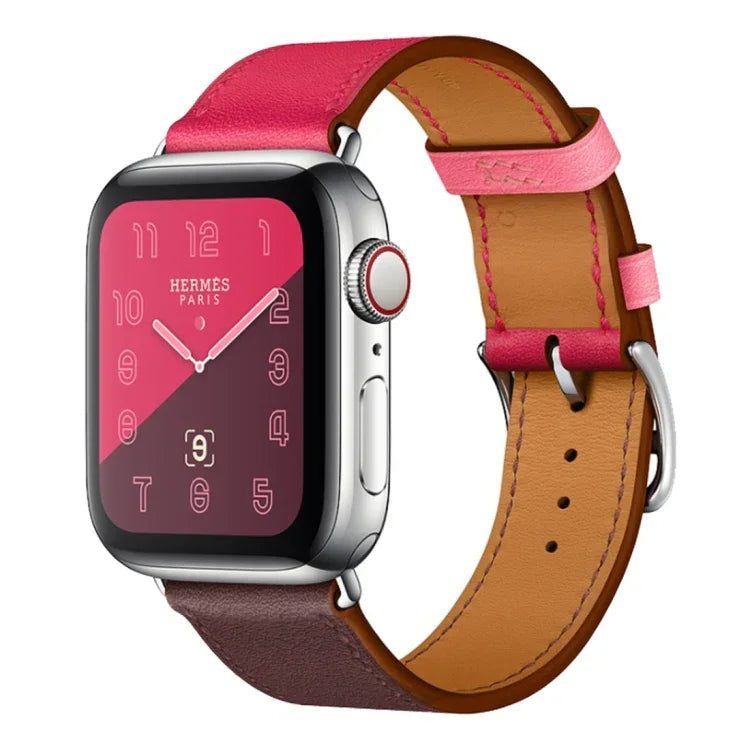 Two Color Single Loop Leather Wrist Strap Watchband for Apple Watch Series 3 & 2 & 1, 38mm Orange+Bright Blue, 42mm Orange+Bright Blue, 38mm Pink+Wine Red, 42mm Pink+Wine Red, 38mm Amber+Orange Red+Light Rose Red, 42mm Amber+Orange Red+Light Rose Red  ...