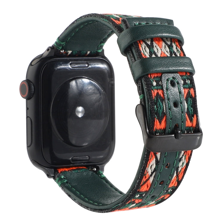 Ethnic Leather Watchband For Apple Watch Series 6 & SE & 5 & 4 40mm / 3 & 2 & 1 38mm, For Apple Watch Series 7 41mm / 6 & SE & 5 & 4 40mm / 3 & 2 & 1 38mm
