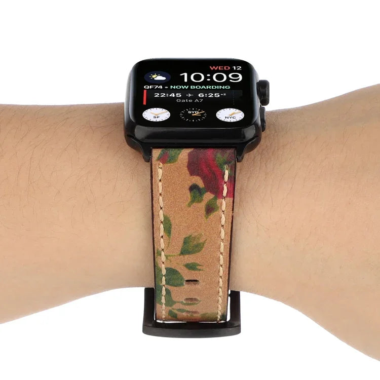 Retro Head-layer Cowhide Genuine Leather Watchband For Apple Watch Series 6 & SE & 5 & 4 44mm / 3 & 2 & 1 42mm, For Apple Watch Series 7 45mm / 6 & SE & 5 & 4 44mm / 3 & 2 & 1 42mm                                                                        ...