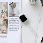 Candy color transparent TPU watchband for Apple Watch, displayed on a magazine with a coffee cup.