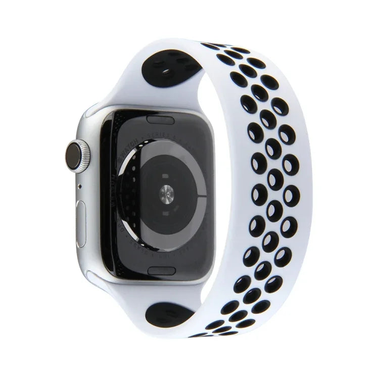 Elastic Silicone Watchband For Apple Watch Series 6 & SE & 5 & 4 40mm / 3 & 2 & 1 38mm, Length: 160mm, 160mm (White Black), 160mm (Black), 160mm (Black Yellow), 160mm (Black Grey), 160mm (Red Black), 160mm (Black White), 160mm (Black Red)              ...