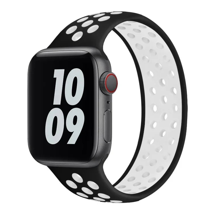 Elastic Silicone Watchband For Apple Watch Series 6 & SE & 5 & 4 40mm / 3 & 2 & 1 38mm, Length: 160mm, 160mm (White Black), 160mm (Black), 160mm (Black Yellow), 160mm (Black Grey), 160mm (Red Black), 160mm (Black White), 160mm (Black Red)              ...