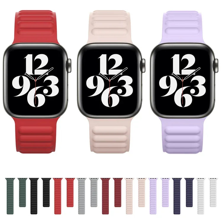 Silicone Magnetic Chain Watchband For Apple Watch Series 6 & SE & 5 & 4 40mm / 3 & 2 & 1 38mm, For Apple Watch Series 7 41mm / 6 & SE & 5 & 4 40mm / 3 & 2 & 1 38mm
