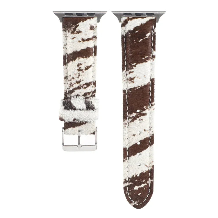 Horsehair Fluffy Leopard Print Leather Watch Strap, For Apple Watch Ultra 49mm / Series 8&7 45mm / SE 2&6&SE&5&4 44mm / 3&2&1 42mm, For Apple Watch Series 8&7 41mm / SE 2&6&SE&5&4 40mm / 3&2&1 38mm                                                       ...