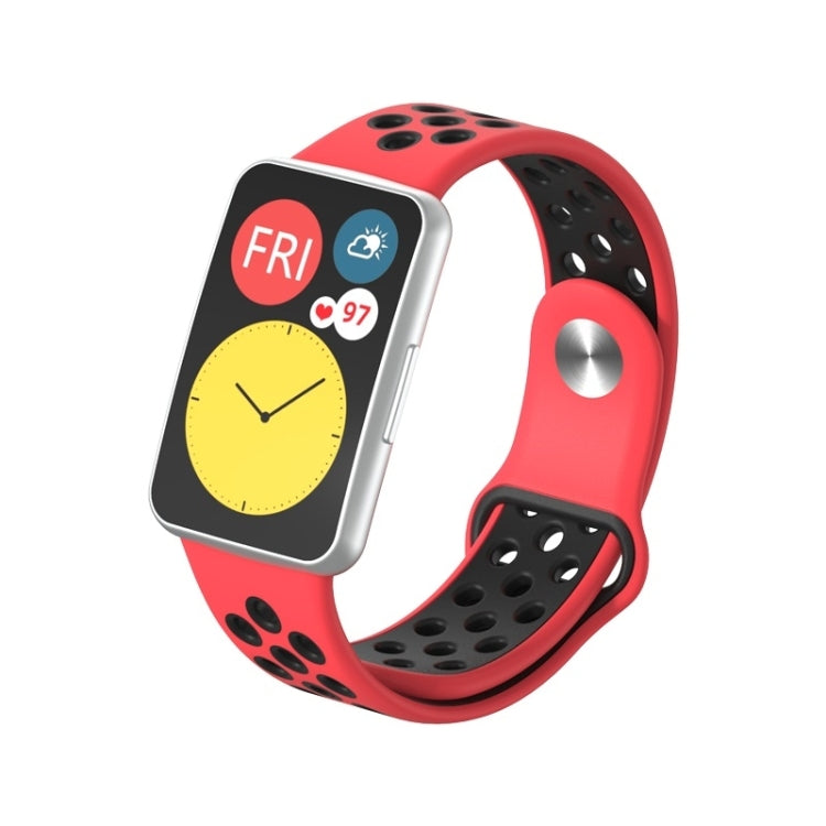 For Huawei Watch Fit Silicone Two-color Reverse Buckle Replacement Strap Watchband