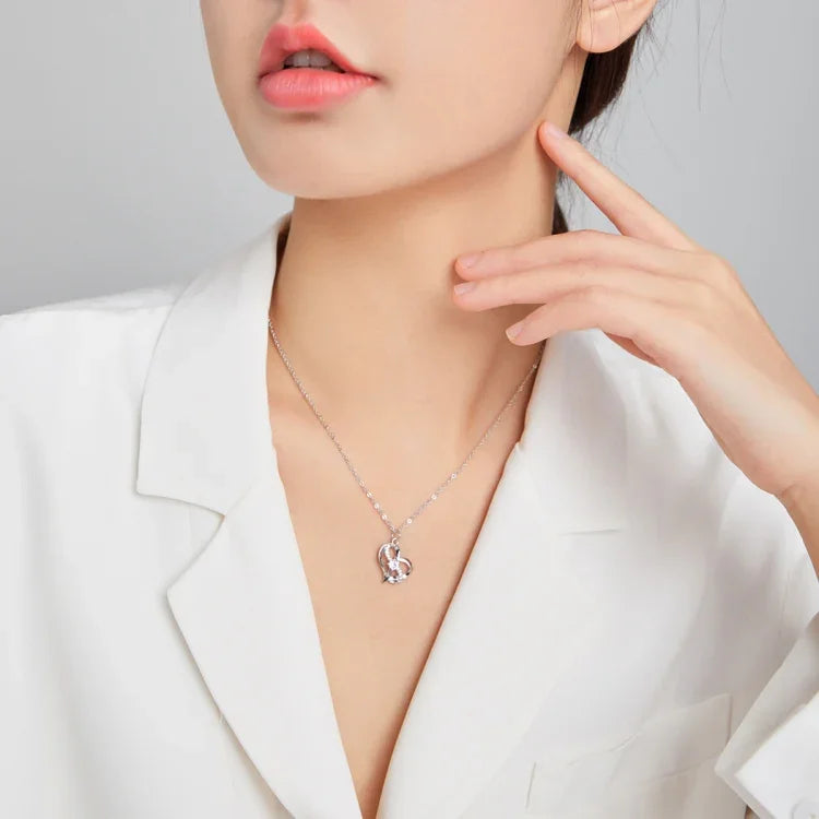 S925 Sterling Silver Heart To Heart Women Nacklace Jewelry, Heart To Heart