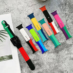 Silicone Color Matching Replacement Watchbands For Apple Watch Series 6 & SE & 5 & 4 44mm / 3 & 2 & 1 42mm, For Apple Watch 44mm/42mm(Black+Red+White), For Apple Watch 44mm/42mm(Light Blue+Dark Blue+Yellow)                                              ...