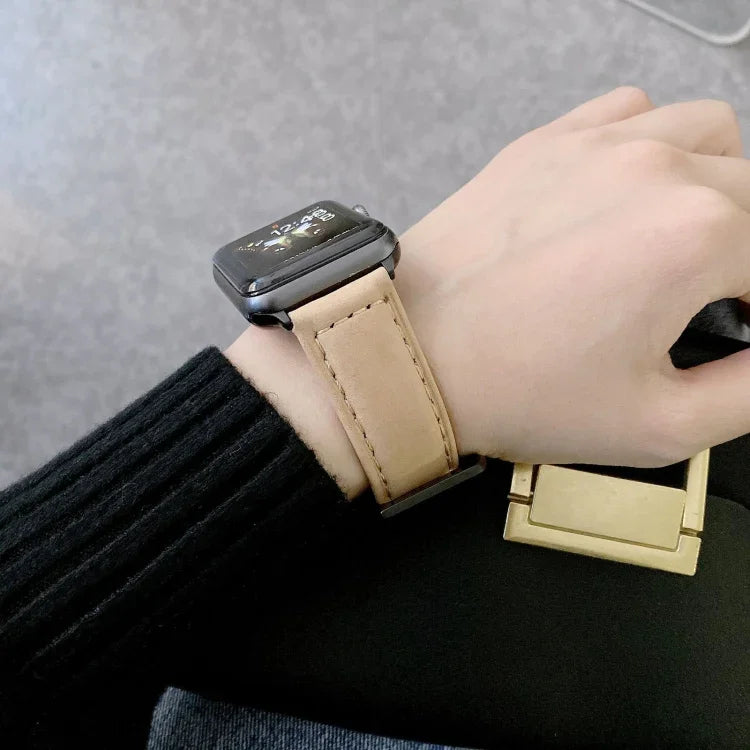 Big Head Buckle Leather Replacement Watchbands For Apple Watch Series 6 & SE & 5 & 4 44mm / 3 & 2 & 1 42mm, For Apple Watch Ultra 49mm / Series 8&7 45mm / SE 2&6&SE&5&4 44mm / 3&2&1 42mm