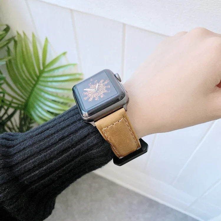Big Head Buckle Leather Replacement Watchbands For Apple Watch Series 6 & SE & 5 & 4 40mm / 3 & 2 & 1 38mm, For Apple Watch Series 8&7 41mm / SE 2&6&SE&5&4 40mm / 3&2&1 38mm