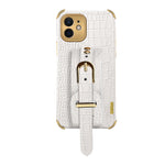 Electroplated TPU Crocodile Pattern Leather Case with Wrist Strap, For iPhone 12 mini, For iPhone 12, For iPhone 12 Pro, For iPhone 12 Pro Max