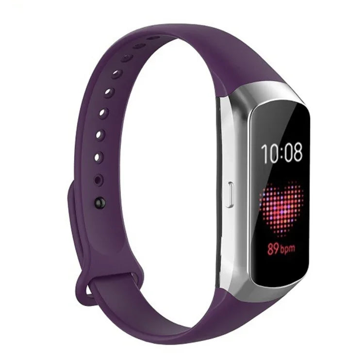 For Samsung Galaxy Fit SM-R370 Silicone Glossy Nail Button Replacement Strap Watchband