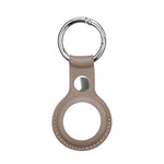 Anti-scratch Top-layer Cowhide Leather Case Cover with Switchable Keychain Ring for AirTag 2nd Gen / AirTag 1st Gen