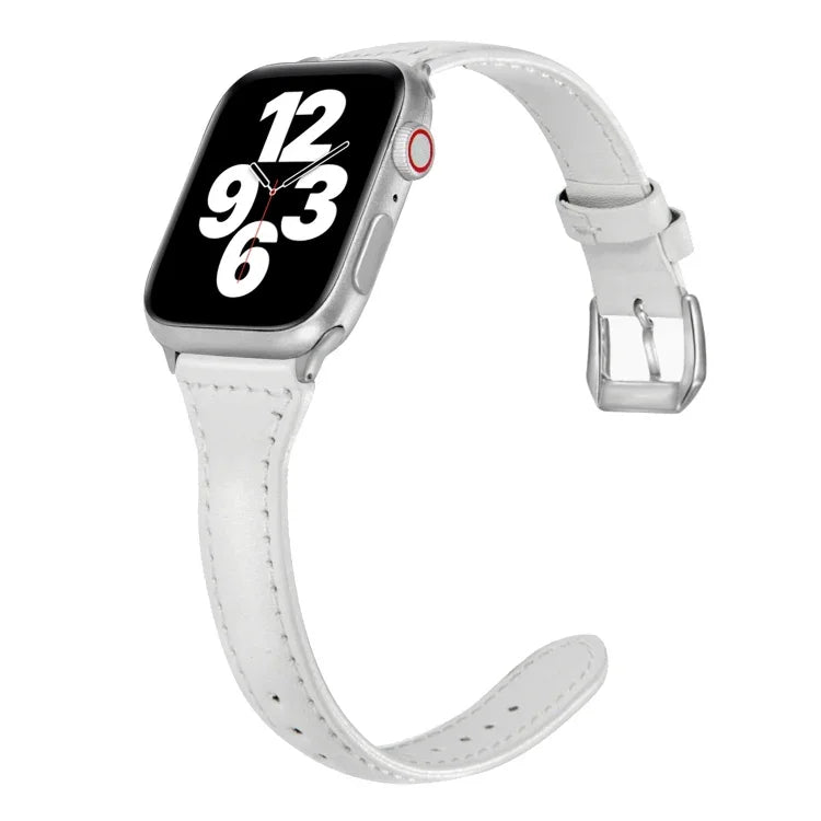 Universal T-shaped Thin Leather Watch Strap, For Apple Watch Series 7 45mm / 6 & SE & 5 & 4 44mm / 3 & 2 & 1 42mm, For Apple Watch Series 7 41mm / 6 & SE & 5 & 4 40mm / 3 & 2 & 1 38mm                                                                     ...