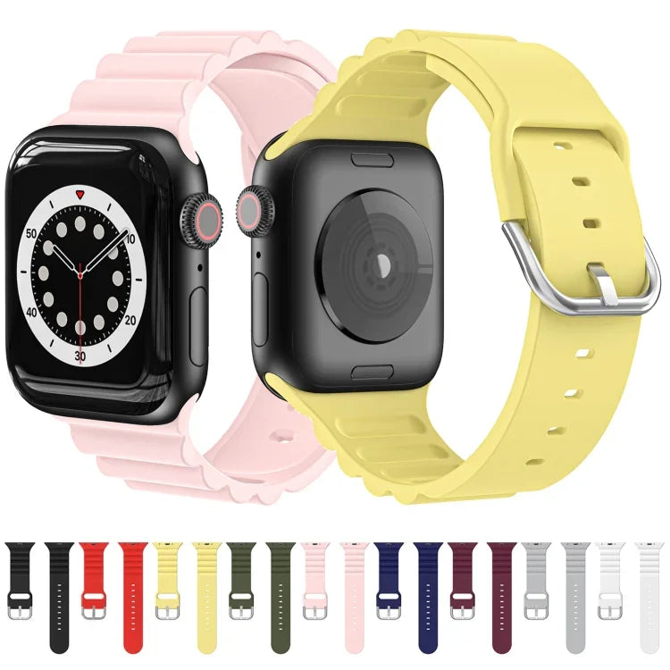 Business B Style Silicone Watch Strap, For Apple Watch Series 7 45mm / 6 & SE & 5 & 4 44mm / 3 & 2 & 1 42mm, For Apple Watch Ultra 49mm / Series 8&7 45mm / SE 2&6&SE&5&4 44mm / 3&2&1 42mm