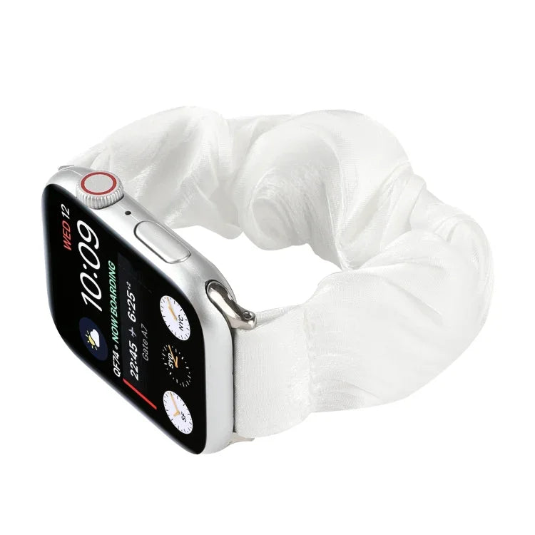 Shell Pattern Hair Ring Cloth Watch Strap, For Apple Watch Ultra 49mm / Series 8&7 45mm / SE 2&6&SE&5&4 44mm / 3&2&1 42mm, For Apple Watch Series 8&7 41mm / SE 2&6&SE&5&4 40mm / 3&2&1 38mm                                                                ...