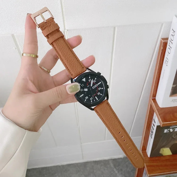 Sewing Litchi Texture Leather Replacement Strap Watchband, For Samsung Galaxy Watch Active2 44mm, For Samsung Galaxy Watch Active