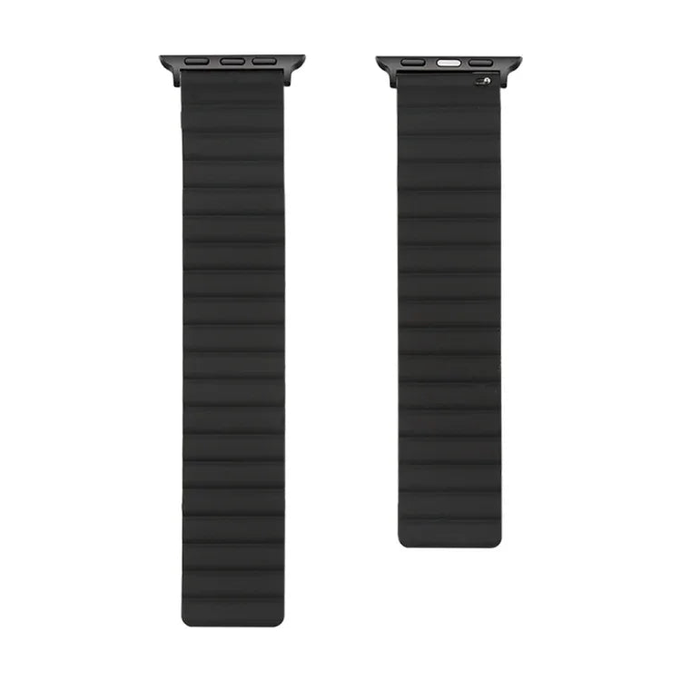 Silicone magnetic watchband for apple watch, black replacement strap for 41mm and 44mm models