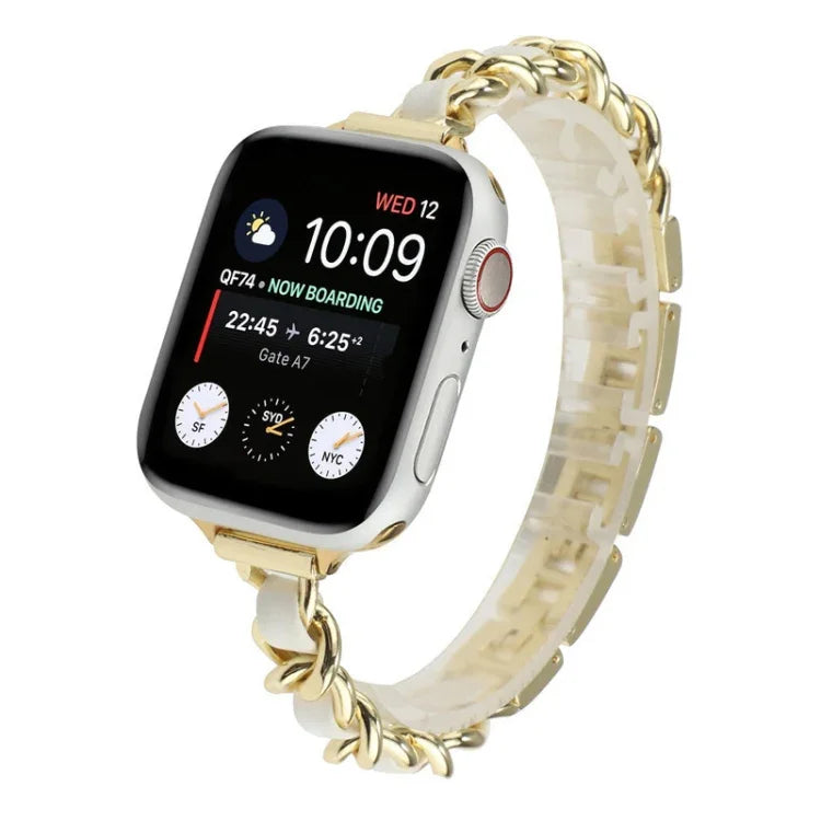 Small Waist Seven Beads Stainless Steel Strap Watchband For Apple Watch Series 6 & SE &, For Apple Watch Ultra 49mm / Series 8&7 45mm / SE 2&6&SE&5&4 44mm / 3&2&1 42mm, For Apple Watch Series 8&7 41mm / SE 2&6&SE&5&4 40mm / 3&2&1 38mm                  ...