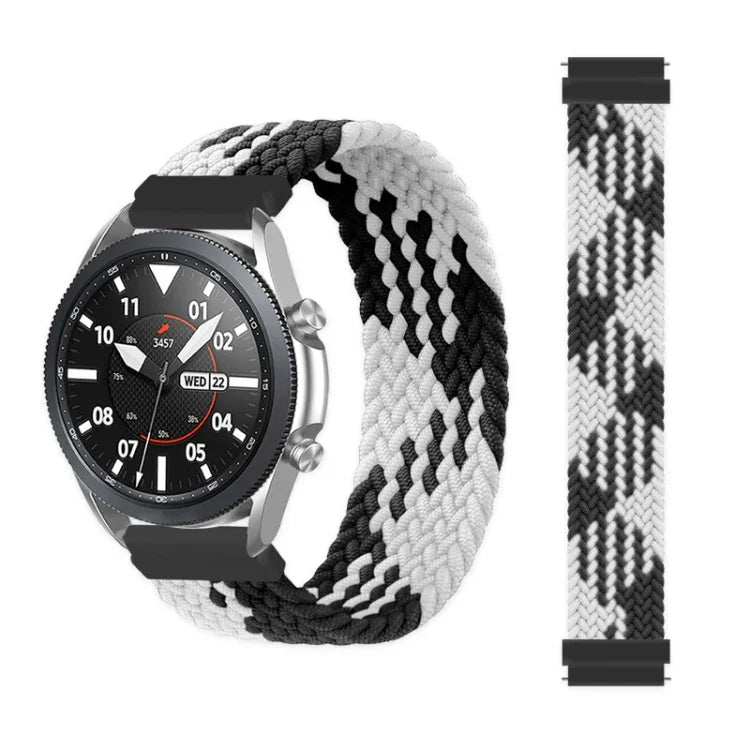 For Samsung Galaxy Watch 3 45mm Adjustable Nylon Braided Elasticity Replacement Strap Watchband, 165mm