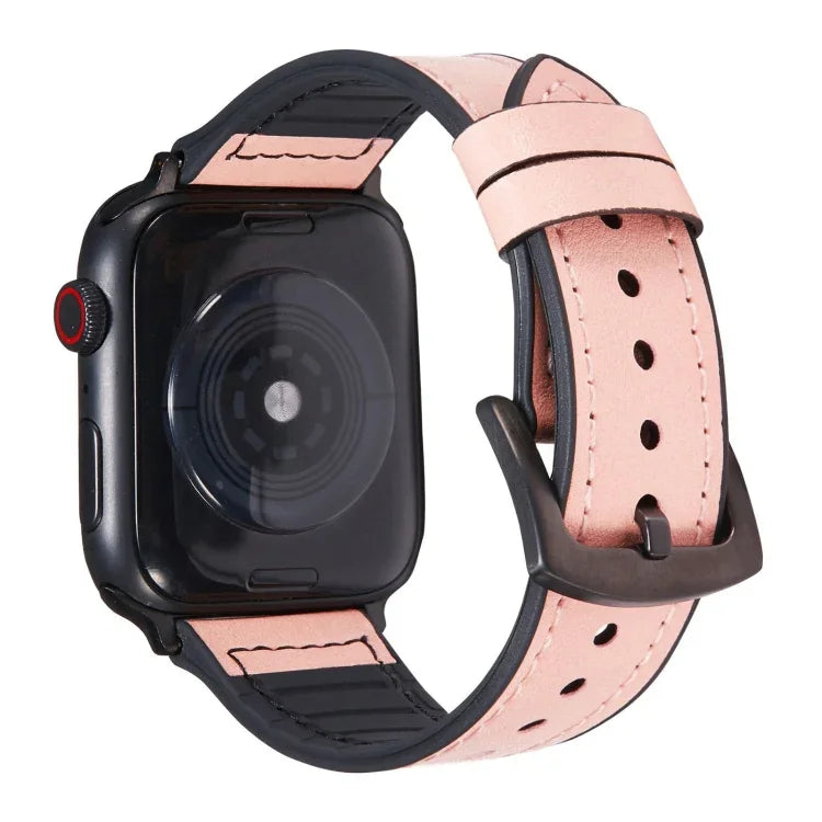 Crazy Horse Texture Leather Replacement Watchbands For Apple Watch Series, 7 45mm / 6 & SE & 5 & 4 44mm / 3 & 2 & 1 42mm, 7 41mm / 6 & SE & 5 & 4 40mm / 3 & 2 & 1 38mm