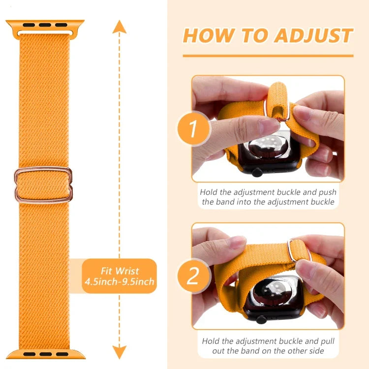 8-shaped Buckle Nylon Replacement Strap Watchband, For Apple Watch Series 9&8&7 41mm / SE 3&SE 2&6&SE&5&4 40mm / 3&2&1 38mm, For Apple Watch Series  7  45mm / & 6 & SE & 5 & 4 44mm