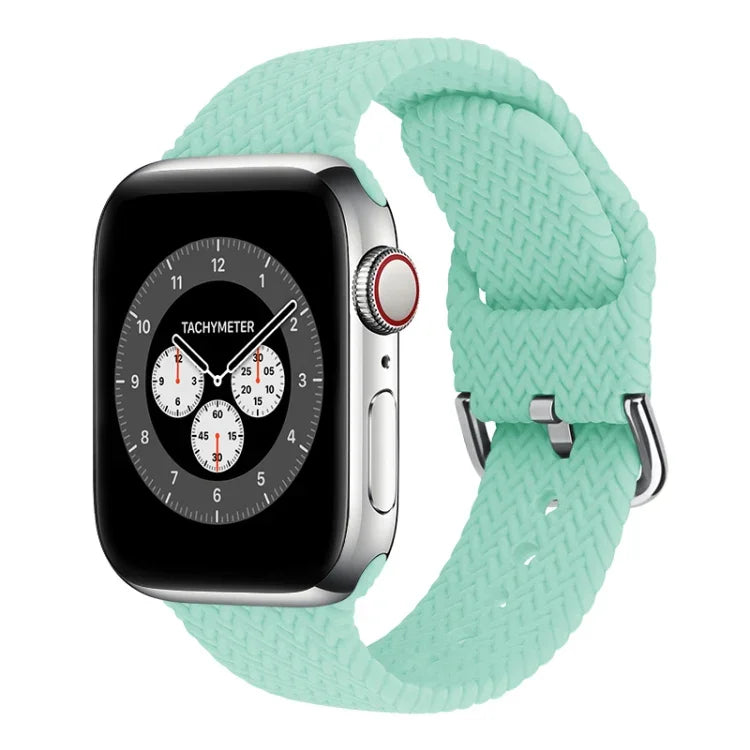 Braided Silicone Replacement Watchbands with Buckle For Apple Watch Series, 7 45mm / 6 & SE & 5 & 4 44mm / 3 & 2 & 1 42mm, 7 41mm / 6 & SE & 5 & 4 40mm / 3 & 2 & 1 38mm