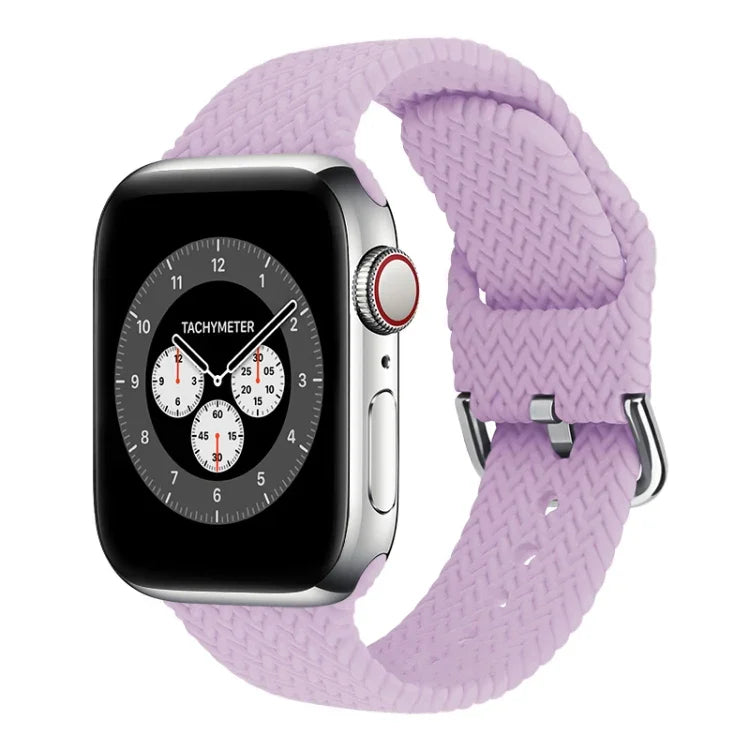 Braided Silicone Replacement Watchbands with Buckle For Apple Watch Series, 7 45mm / 6 & SE & 5 & 4 44mm / 3 & 2 & 1 42mm, 7 41mm / 6 & SE & 5 & 4 40mm / 3 & 2 & 1 38mm