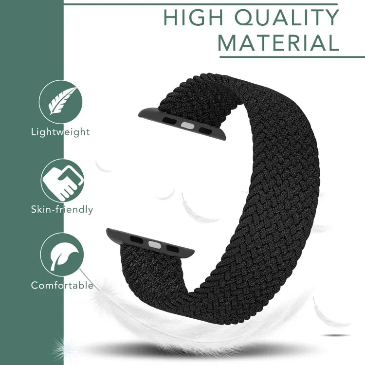 Metal Head Braided Nylon Solid Color Replacement Strap Watchband For Apple Watch Series 6 & SE & 5 & 4 40mm / 3 & 2 & 1 38mm, L 155mm