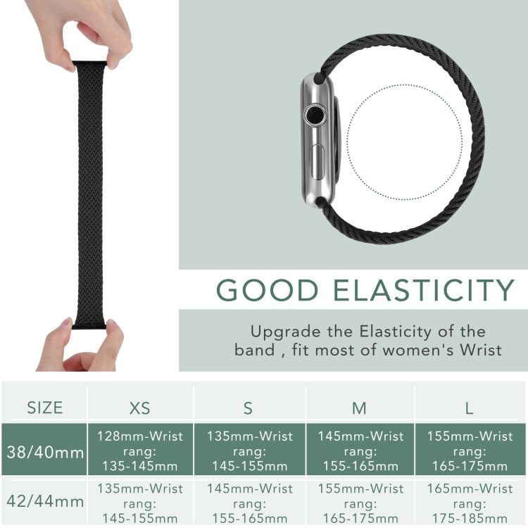 Metal Head Braided Nylon Solid Color Replacement Strap Watchband For Apple Watch Series 6 & SE & 5 & 4 44mm / 3 & 2 & 1 42mm, XS 135mm, S 145mm, M 155mm